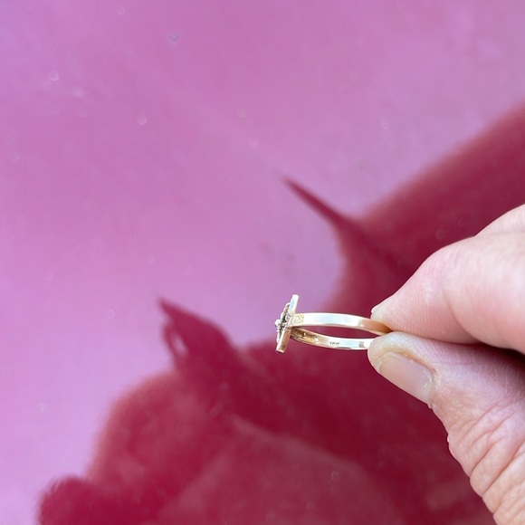 White Gold & Yellow Gold 10k Cross Ring - Picture 4 of 5